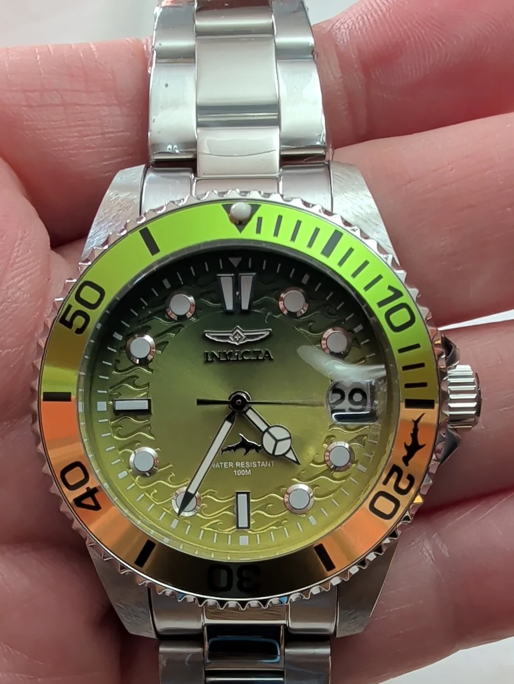 NWT Women's Invicta Pro Diver 34mm Stainless Steel Watch – Lime Green Dial